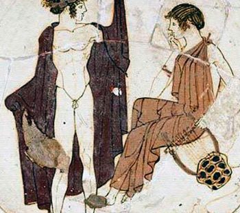 Απόλλων και Μούσα με λύρα (από καβούκι χελώνας): Γραπτή παράσταση σε κύλικα με καπάκι, γύρω στο 460-450 π.Χ. (Βοστώνη, Museum of Fine Arts) 